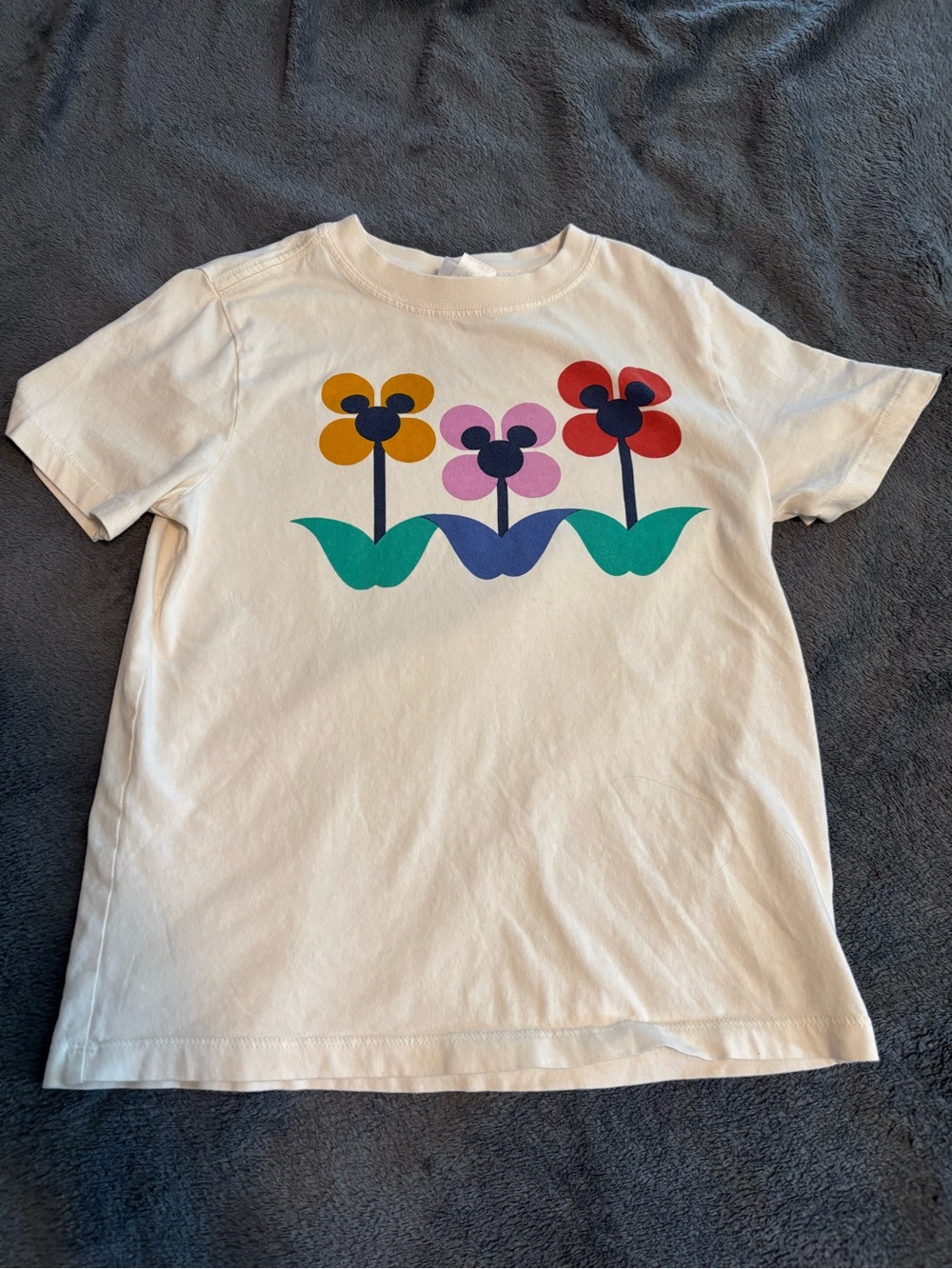 Hanna Andersson Disney Cream Tee with Multicolor Flower Graphic